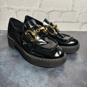 Jeffrey Campbell Portina Platform Chunky Loafers Patent Leather Academia Sz 6